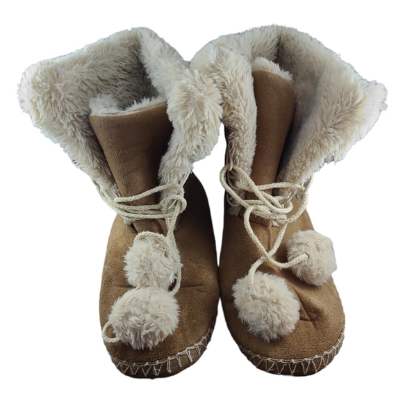 Kooba Faux Fur Pom Pom Tassel Slipper Boots Shoes - Picture 4 of 9